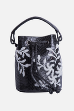 Load image into Gallery viewer, Small Flower Power Snakeskin Bucket Bag