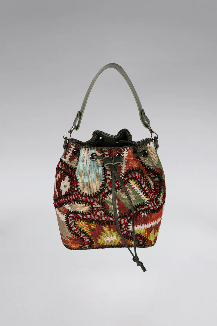 Large Patchy Carpet Bucket Bag