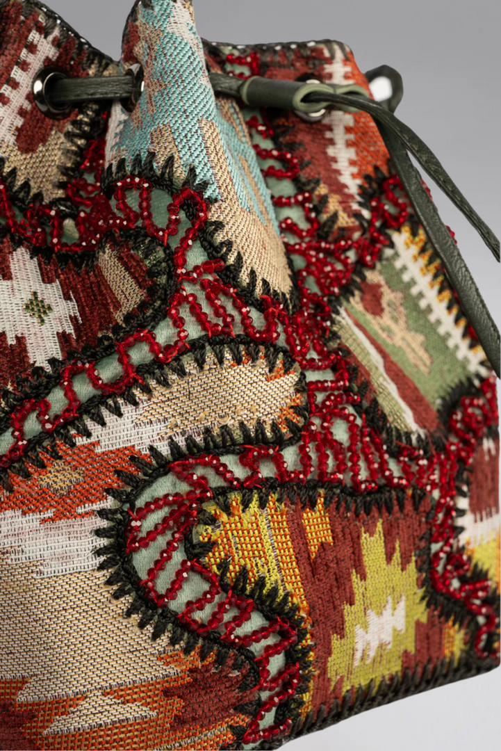 Large Patchy Carpet Bucket Bag
