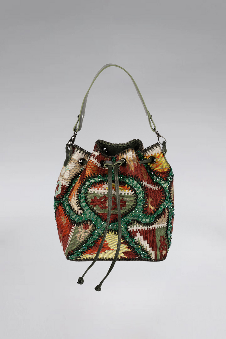 Large Patchy Carpet Bucket Bag