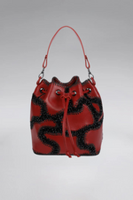 Load image into Gallery viewer, Large Patchy Leather Bucket Bag