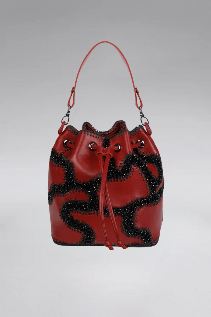 Large Patchy Leather Bucket Bag