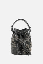 Load image into Gallery viewer, Small Flower Power Snakeskin Bucket Bag
