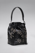 Load image into Gallery viewer, Large Flower Power Snakeskin Bucket Bag