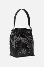 Load image into Gallery viewer, Large Flower Power Snakeskin Bucket Bag