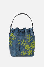 Load image into Gallery viewer, Large Flower Power Snakeskin Bucket Bag