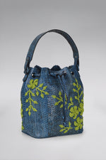 Load image into Gallery viewer, Large Flower Power Snakeskin Bucket Bag