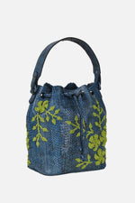 Load image into Gallery viewer, Large Flower Power Snakeskin Bucket Bag