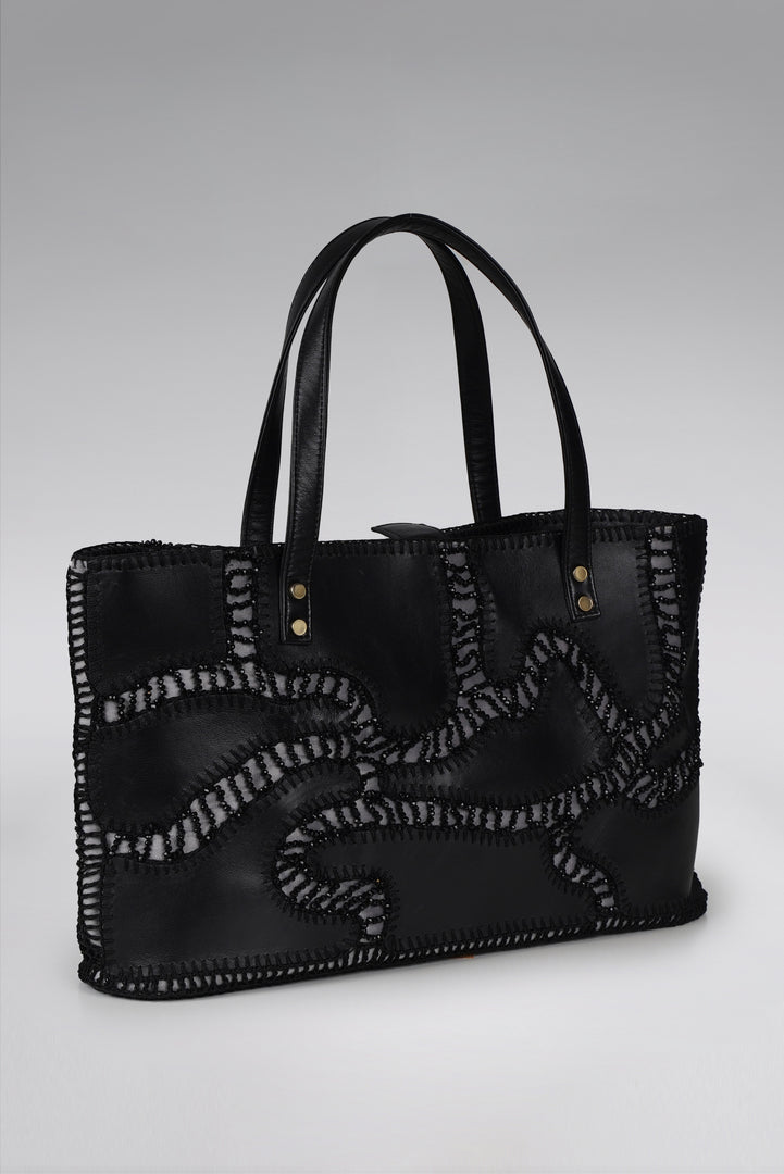 Large Patchy Leather Shopper Tote
