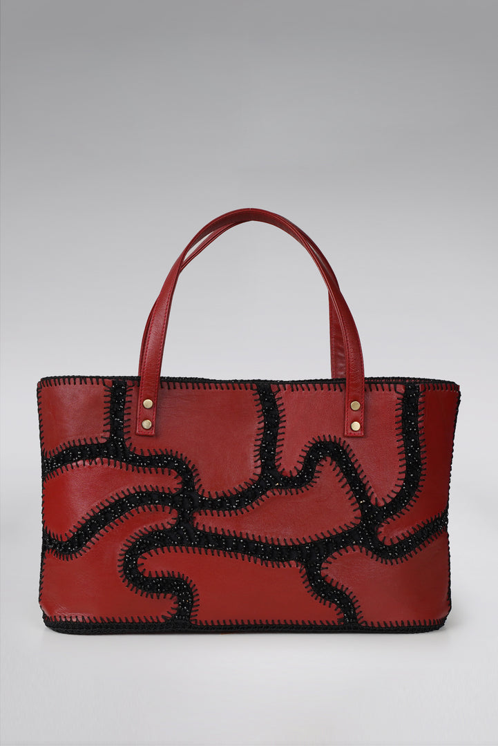 Large Patchy Leather Shopper Tote