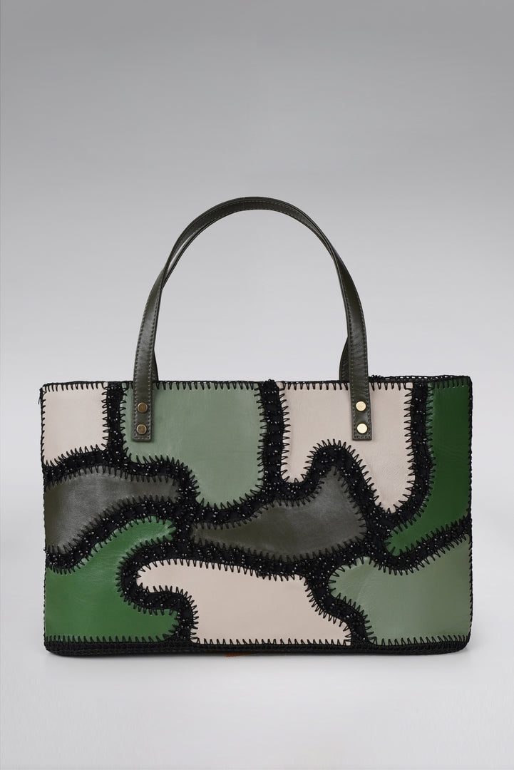 Large Patchy Leather Shopper Tote