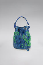Load image into Gallery viewer, Small Flower Power Snakeskin Bucket Bag