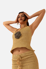 Load image into Gallery viewer, Naomi Gold Flower Top