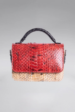 Load image into Gallery viewer, Small Color Block Snakeskin Boxer Tote