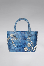 Load image into Gallery viewer, Small Diamond Flower Power Snakeskin Pop Tote