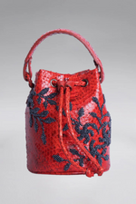Load image into Gallery viewer, Small Flower Power Snakeskin Bucket Bag