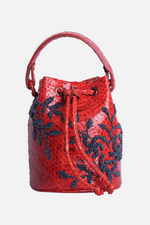 Load image into Gallery viewer, Small Flower Power Snakeskin Bucket Bag