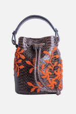 Load image into Gallery viewer, Small Flower Power Snakeskin Bucket Bag