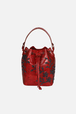 Load image into Gallery viewer, Large Flower Power Snakeskin Bucket Bag