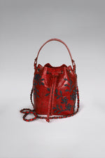 Load image into Gallery viewer, Large Flower Power Snakeskin Bucket Bag