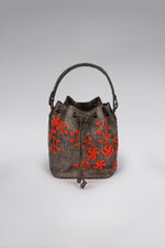 Load image into Gallery viewer, Large Flower Power Snakeskin Bucket Bag