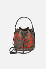 Load image into Gallery viewer, Large Flower Power Snakeskin Bucket Bag