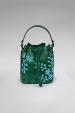 Load image into Gallery viewer, Large Flower Power Snakeskin Bucket Bag