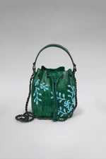 Load image into Gallery viewer, Large Flower Power Snakeskin Bucket Bag
