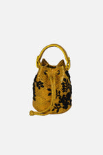 Load image into Gallery viewer, Small Flower Power Snakeskin Bucket Bag