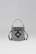 Load image into Gallery viewer, Mini Aztec Crystal Snakeskin Evening Bucket Bag