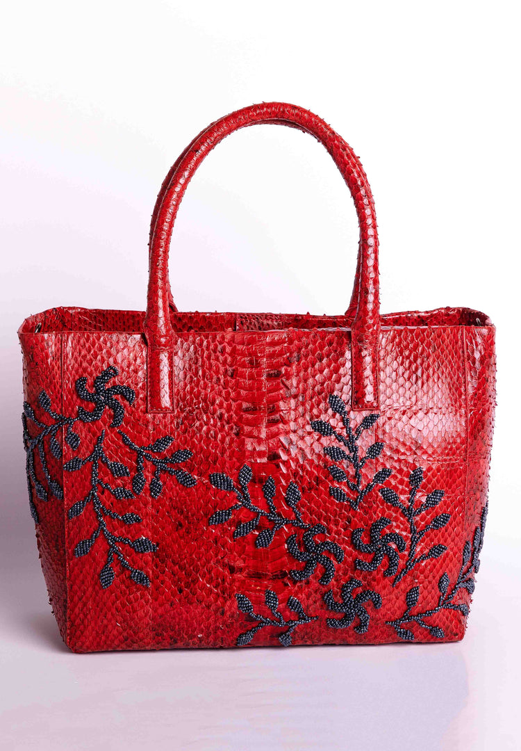 Flower Power Snakeskin Tote