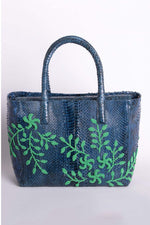 Load image into Gallery viewer, Flower Power Snakeskin Tote