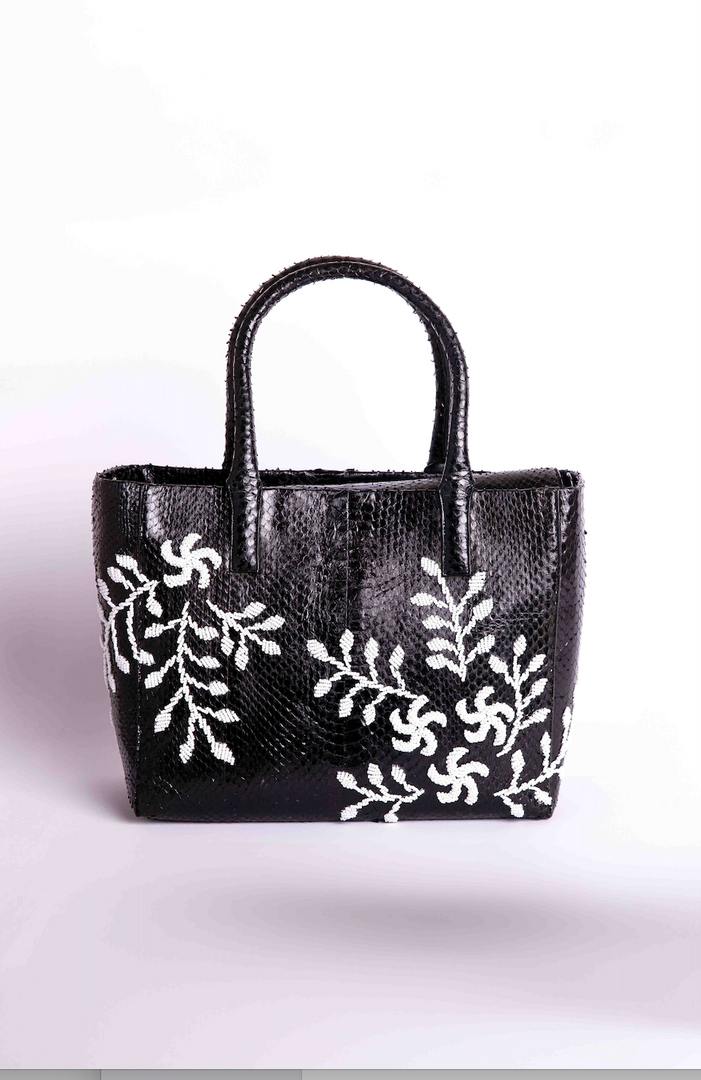 Flower Power Snakeskin Tote