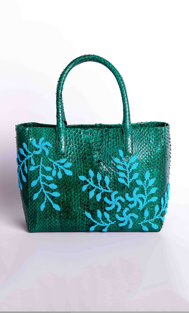 Flower Power Snakeskin Tote
