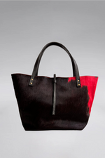 Load image into Gallery viewer, Medium Peekaboo Cow Skin Leather Tote Bag
