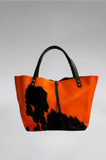 Load image into Gallery viewer, Medium Peekaboo Cow Skin Leather Tote Bag