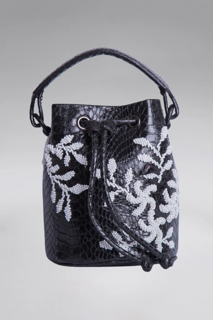 Small Flower Power Snakeskin Bucket Bag