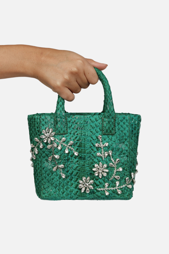 Small Diamond Flower Power Snakeskin Pop Tote