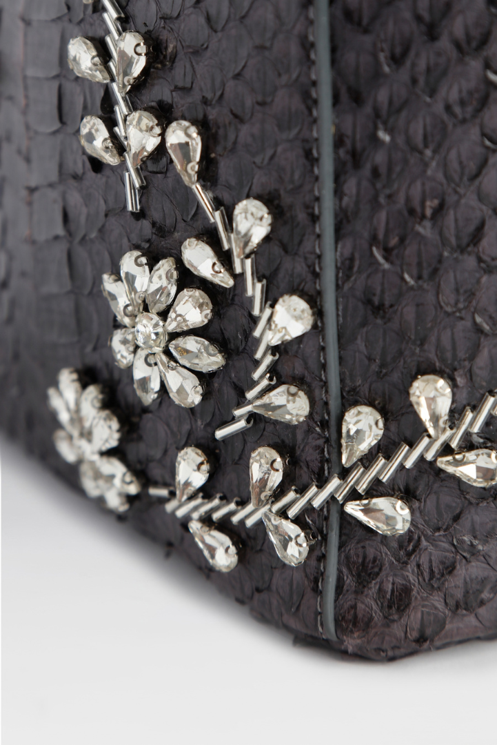 Small Diamond Flower Power Snakeskin Pop Tote