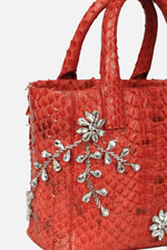 Load image into Gallery viewer, Small Diamond Flower Power Snakeskin Pop Tote