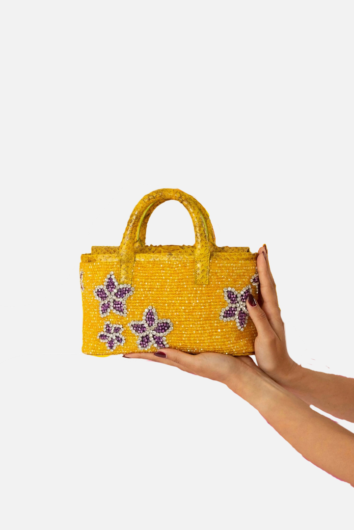 Small Flora Patent Flap Tote