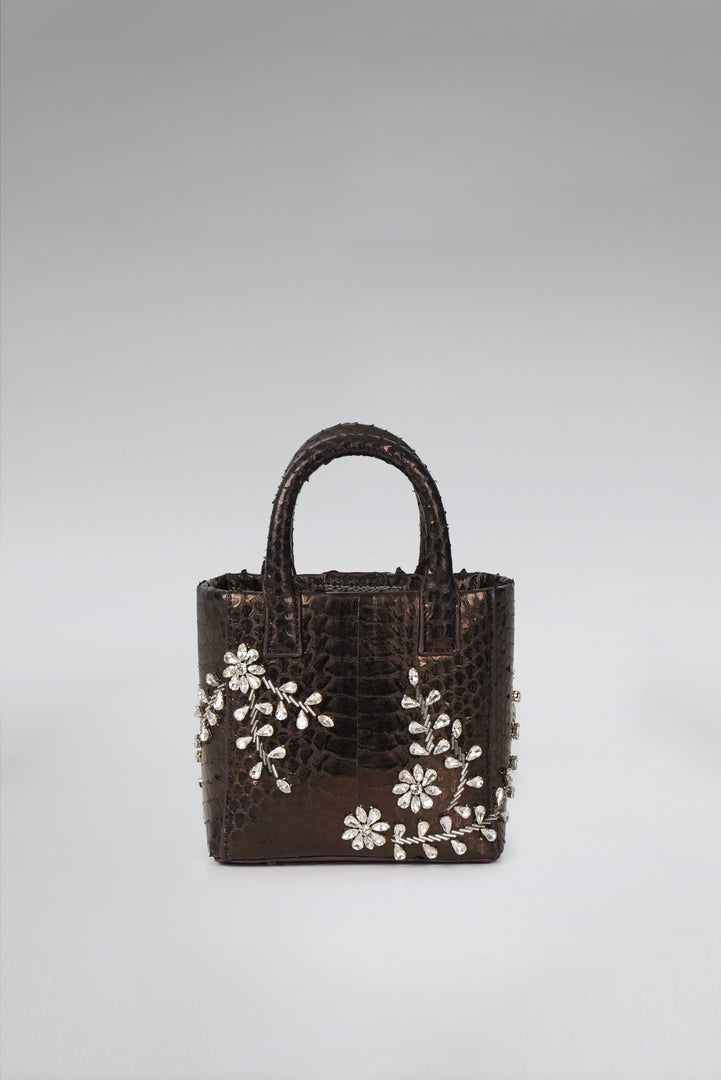 Small Diamond Flower Power Snakeskin Pop Tote