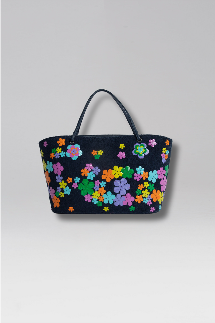 Large Flora Terry Crescent Beach Bag