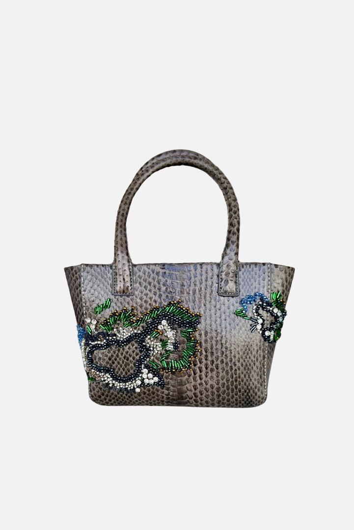 Medium Marble Crystal Snakeskin Pop Tote
