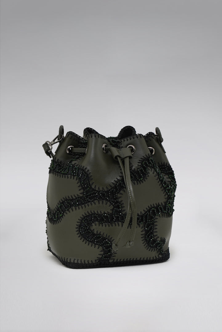 Large Patchy Leather Bucket Bag