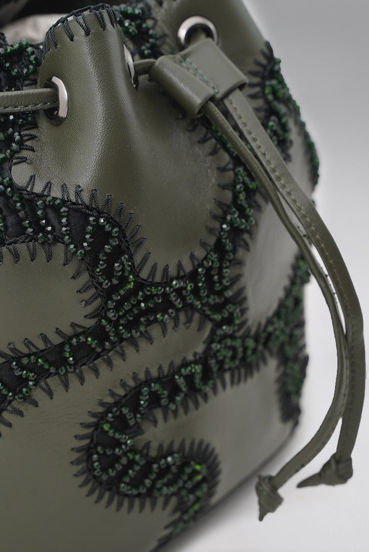 Large Patchy Leather Bucket Bag