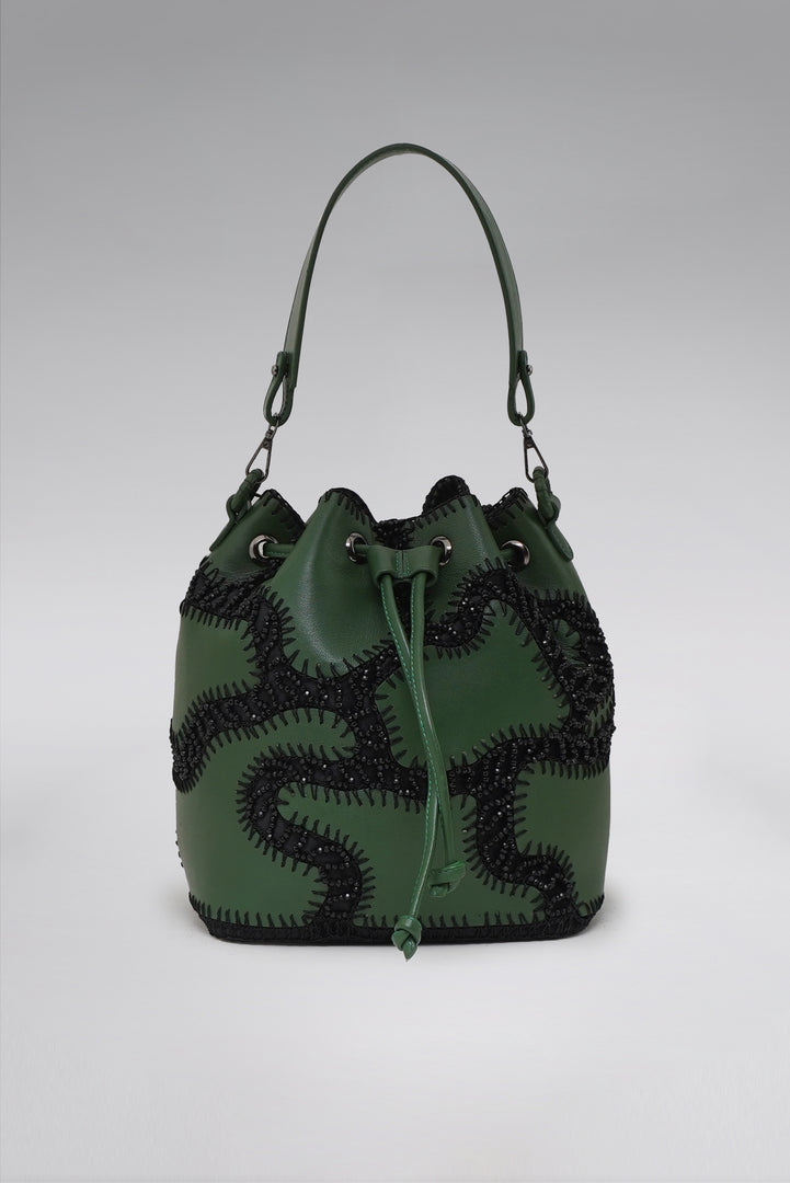 Large Patchy Leather Bucket Bag