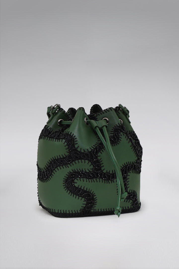 Large Patchy Leather Bucket Bag