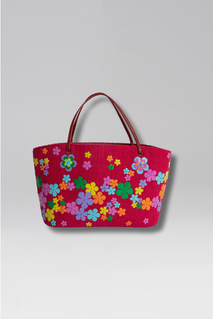 Large Flora Terry Crescent Beach Bag