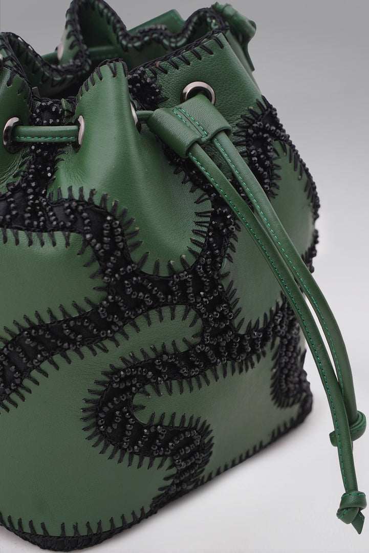 Large Patchy Leather Bucket Bag